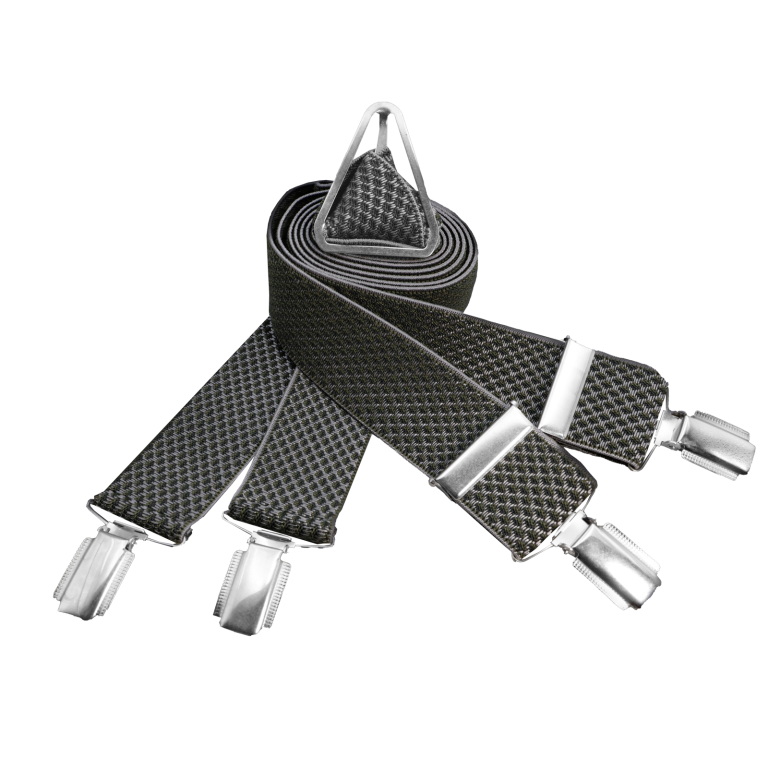 Produktfotos Krefeld Schwarze Hosenträger mit Silberclips, geflochtenes Design.