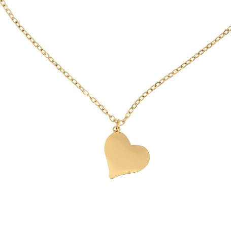 Goldene Kette mit herzförmigem Anhänger.