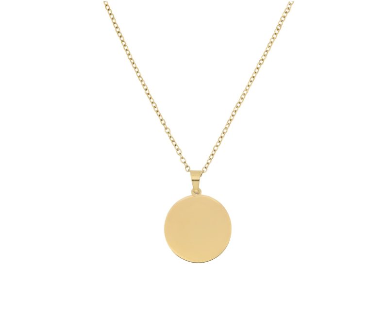 Produktfotografie Adler photographie krefeld Goldene Kette mit einem runden, hohlen Anhänger.